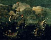 VROOM, Hendrick Cornelisz. Ship battle Spain oil painting artist